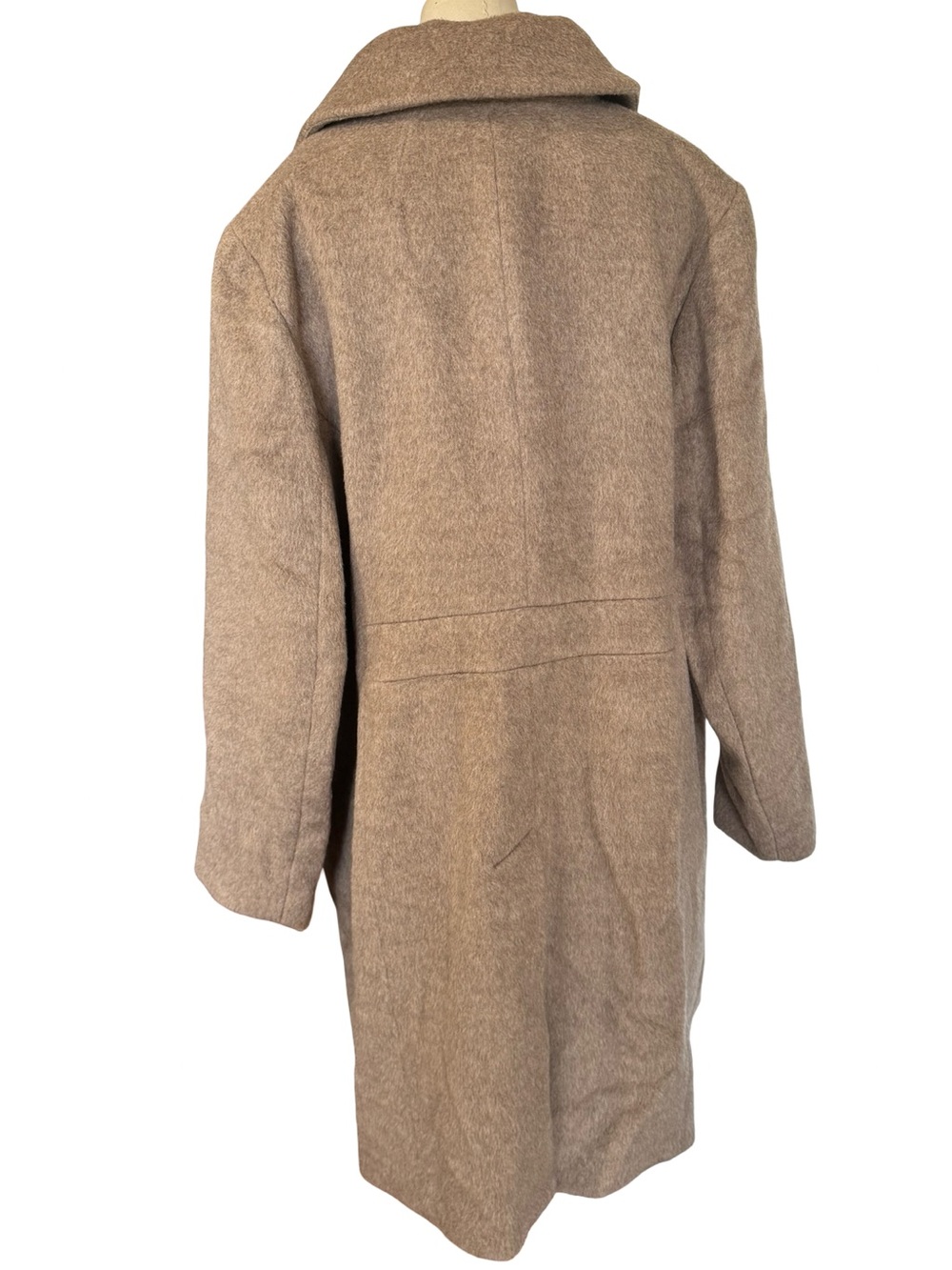 Talbots Italian Fabric Virgin Wool Blend Long Coat Taupe Brown Size 20 Classic - Picture 3 of 13